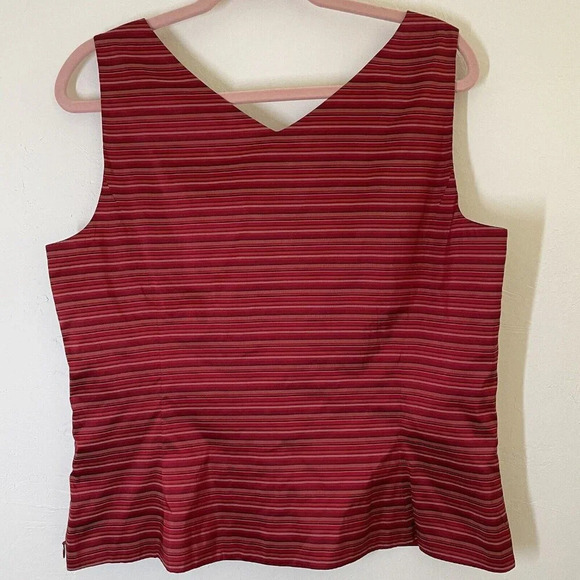 ANN TAYLOR Womens Size 14 Sleeveless Red Silk V Neck Tank Top Shirt Party Career - Picture 2 of 9
